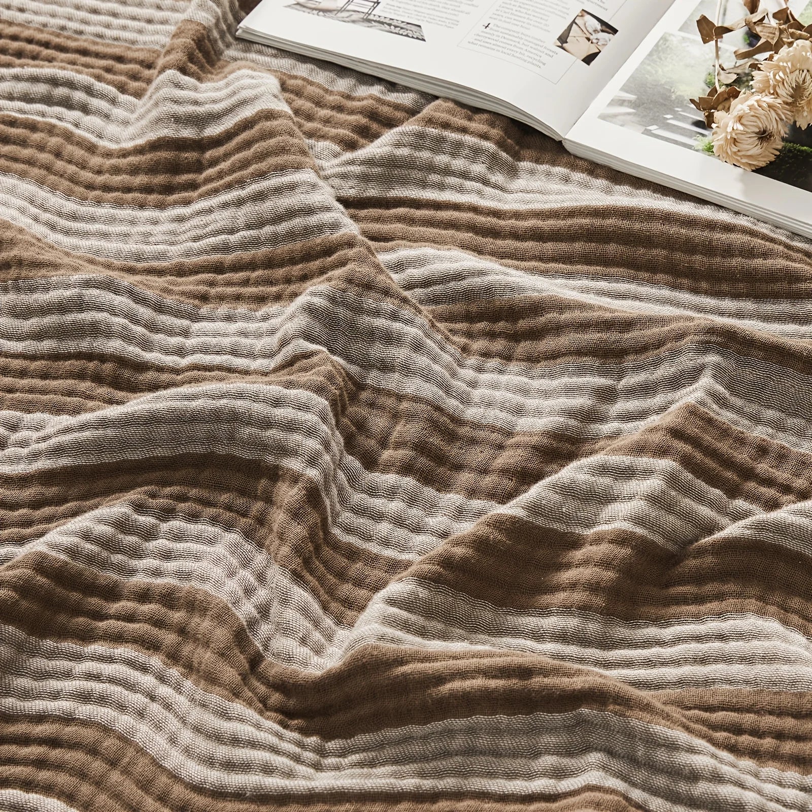 100% Cotton Muslin Blanket Breathable & Lightweight for Couch Bed, Holiday Gift, Machine Washable Cooling Summer Blanket for Hot Sleepers Multipurpose for Picnic Trip Gift for Mom