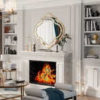 LUVODI Irregular Silver Wall Mirror with Golden Rim Decorative Home Accents for Entryway And Fireplace Hanging