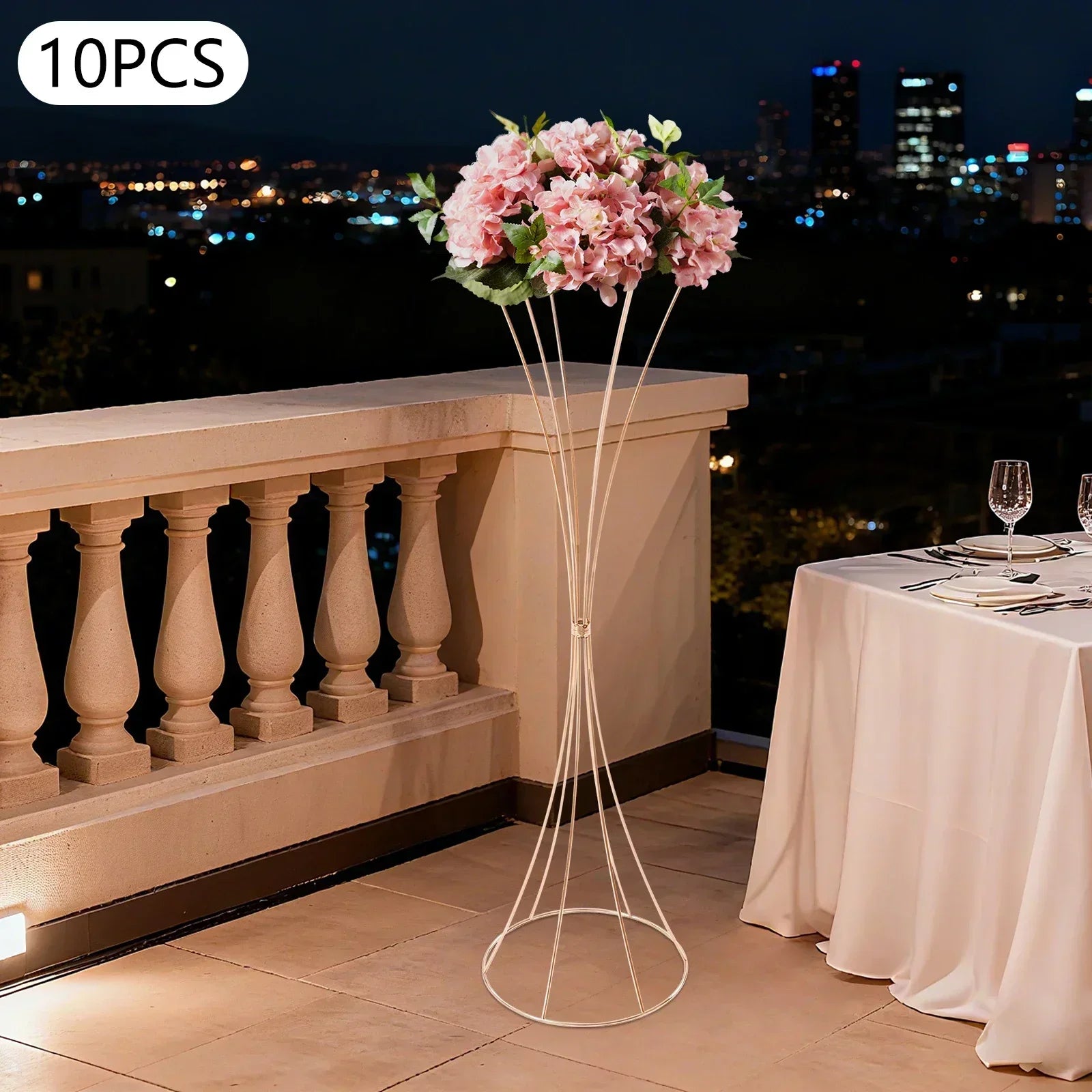 10Pcs Set Metal Wedding Flower Trumpet Vase Stand 31.5 inch Table Vases Decor