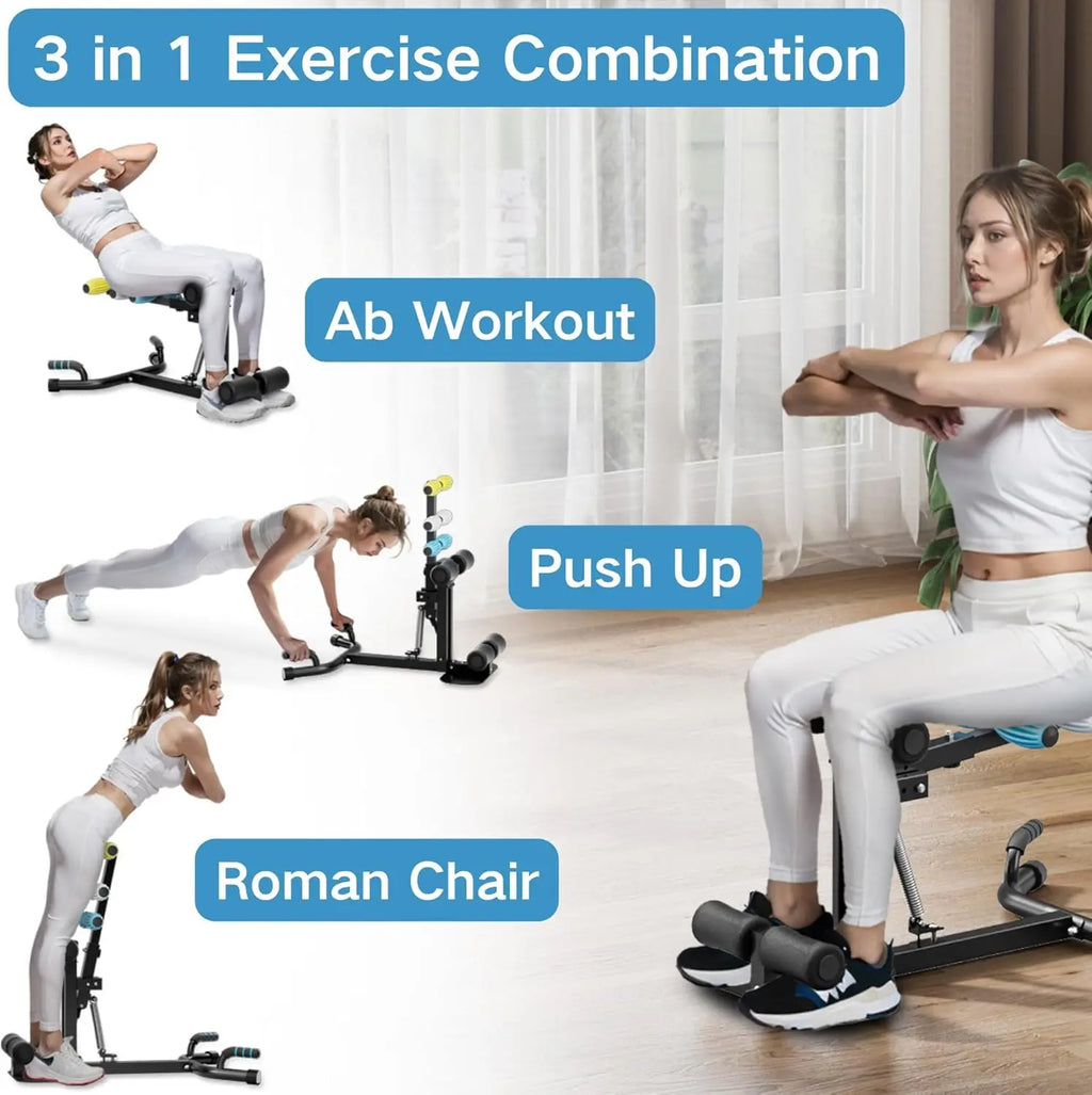 Home Gym Deep Squat Machine in Steel, Gray Color, Adjustable with Roman Chair Function, Low Impact, 300Lbs Capacity