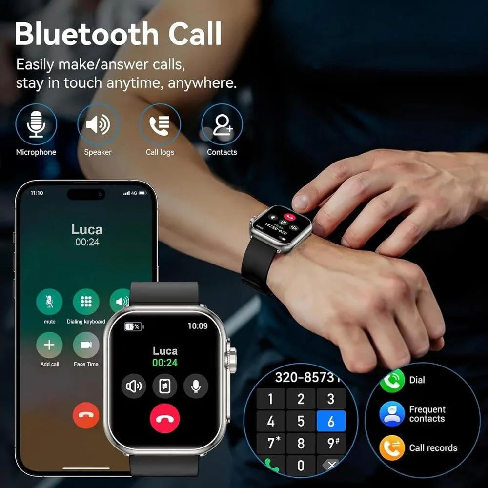 2.04" HD Smartwatch with Call and Health Features for Men and Women