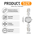 Women's faux pearl beaded bracelet watch, adjustable sliding clasp strap, quartz analog dial, faux diamond embellishments, Arabic numeral markers, stylish and exquisite, a perfect gift for girls and women