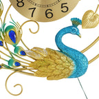 Luxury Large Peacock Wall Clock Silent Quartz Golden Blue Art Decor for Living Room Bedroom Office Unique Gift Home Kitchen Cafe Bar Resin Metal 58cm