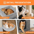 Large Multi-Level Cat Tree with Litter Box Enclosure, Play House, Hammock, Perch, Scratching Post, and Balls - Wooden Cat Furnit