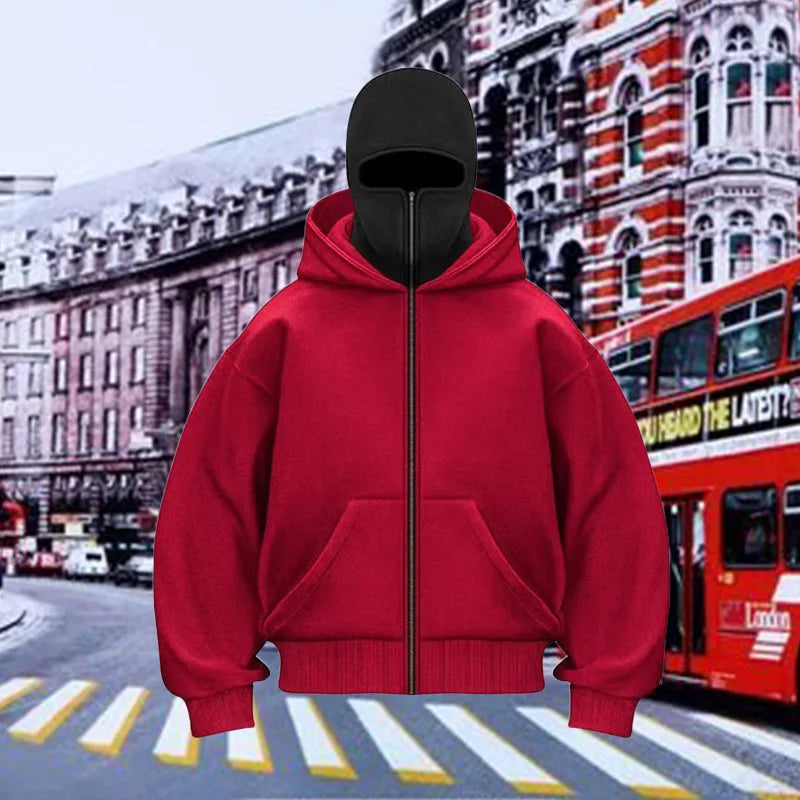 New Trendy Brand Sweatshirt Jacket for Spring & Autumn, Unisex Loose Fit Hoodie with Double Hood Design