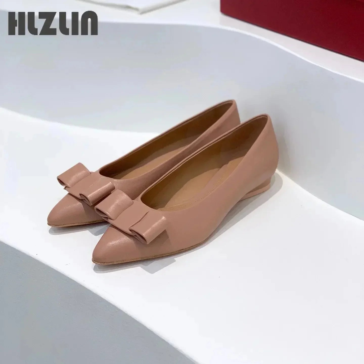 2026 Women's leather loafers, low-heeled moccasins with bows, light ballet flats spring and autumn