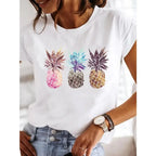 【New Arrival】Women's White Dragonfly Print Tee Let It Be Summer Casual Top
