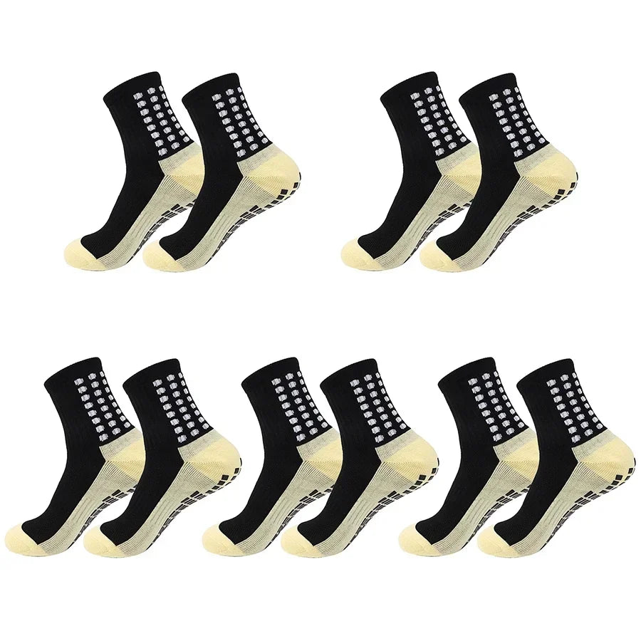 1/5/10/20 Pairs Unisex Mid Calf Sports Socks Silicone Anti Slip Dots Football Basketball Yoga Athletic Socks For Men