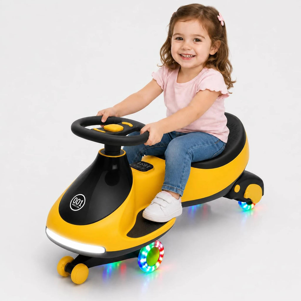 12V Electric Wiggle Car For Kids, 2 In 1 Ride On Swing Car With Pedal, Flashing Wheels Music, Anti-Rollover Toy For Toddlers