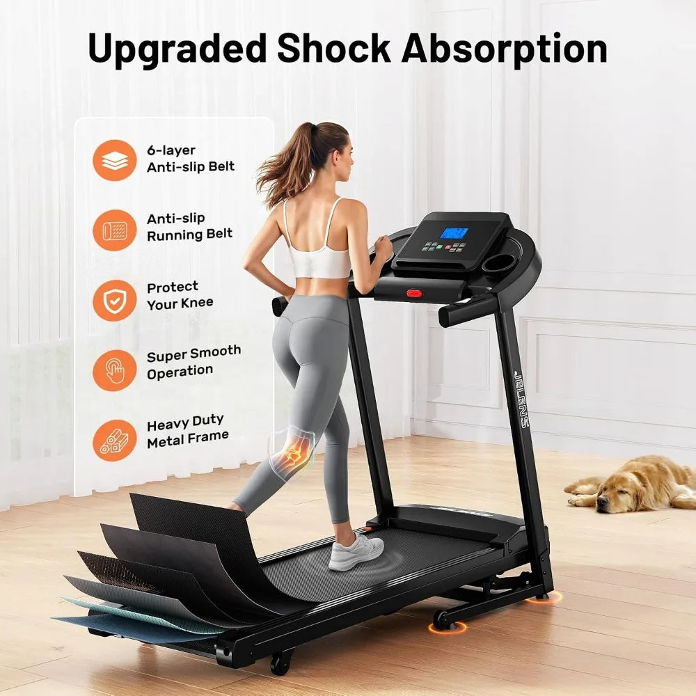 Foldable Incline Treadmill: Auto Adjusting, 330LBS Capacity, Pulse Sensors, Quiet 3.0HP, App-Enabled with LCD Display