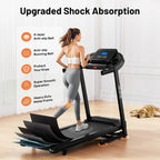 Foldable Incline Treadmill: Auto Adjusting, 330LBS Capacity, Pulse Sensors, Quiet 3.0HP, App-Enabled with LCD Display