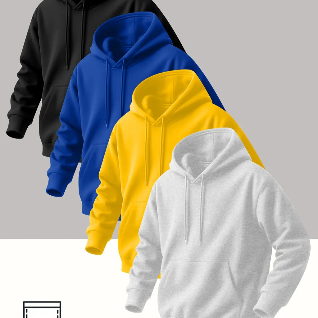 4 men's hoodies with multiple colors to choose from, soft and comfortable men's tops, casual and fashionable men's clothing