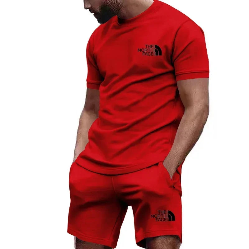Hot Selling Men's Athletic Outfit Breathable Short Sleeve Tee & Sweatpants Set Casual Sports Suit for Workout Daily Wear
