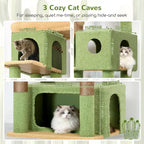 80 Inch Tall Multi-Level Cactus-Inspired Cat Tree with 3 Caves and 3 Baskets for Large Cats