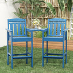 Farini Set of 2 Tall Adirondack Chairs, HDPE Bar Stools with Connecting Tray, All-Weather Patio Chair, Bar Height for Balcony