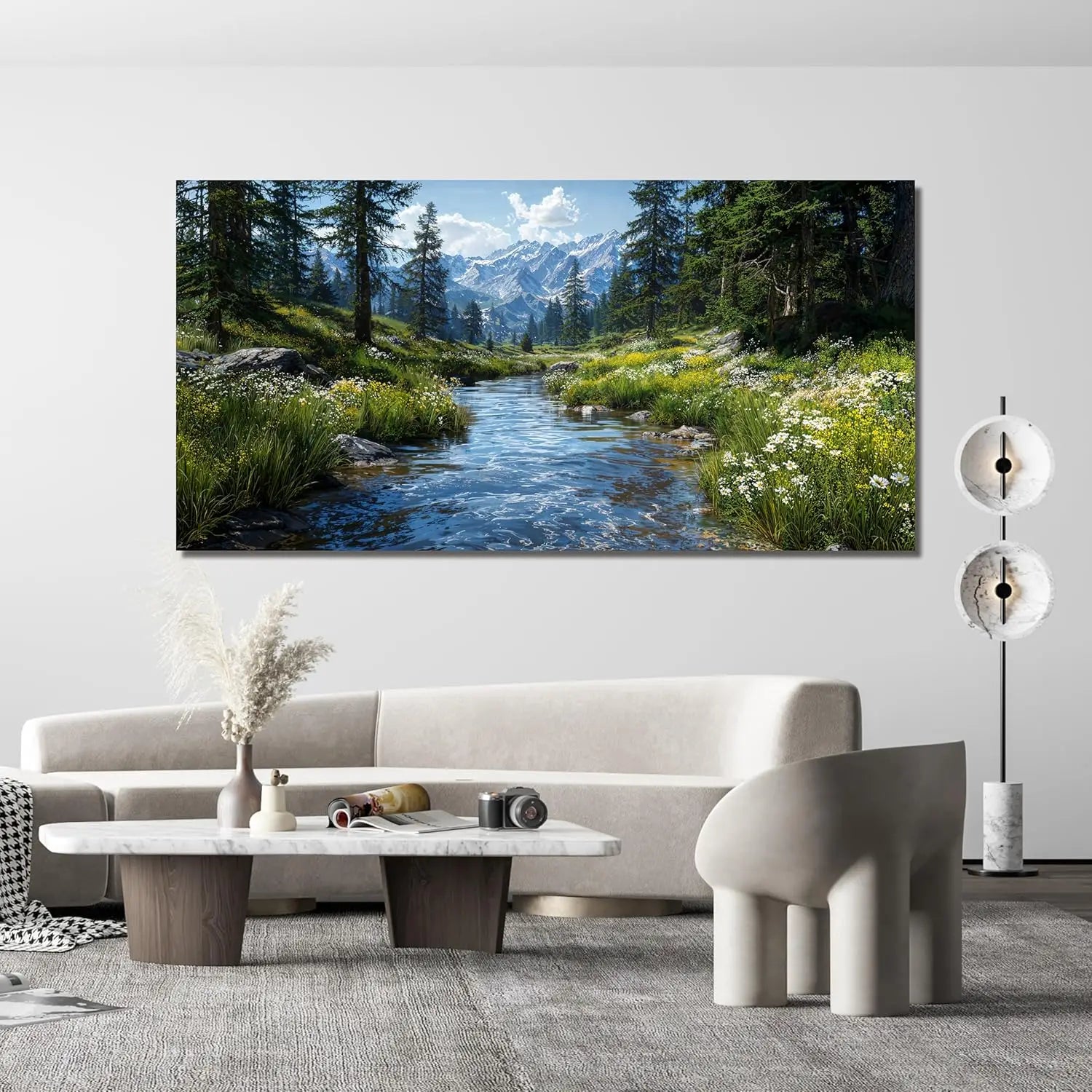 29 X 58 Inch Oversized Green Natural Landscape Canvas Wall Art Prints, Large Nature Scenery Wall Decor for Living Room Bedroom Kitchen Office Indoor Home Display