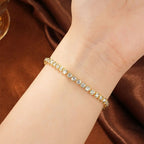 OXTAO Bezel Set Moissanite Tennis Bracelet 14K Gold Filled D Color VVS1 Round Cut Imitation Diamond Bracelet Gifts for Women