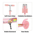 Two Wheel Scooter for for Kids Adults 3-8+,Kick Scooters with Light-Up ABEC-10 Wheels Folding Kick Scooter with 3 Levels Adjustable Handlebar and Rear Brake for Girls Boys,Lightweight
