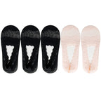 5 Pairs Socks Women's Lace Invisible Short No-Show Ankle Foot Summer Cotton Transparent White Low Cut Boat Sock