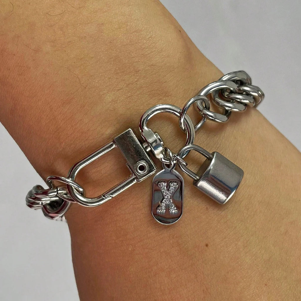 1 Pc Silver Oval Bracelet With A-Z26 Letter Necklace, Unique And Exquisite Style, Suitable For Festivals And Daily Wear