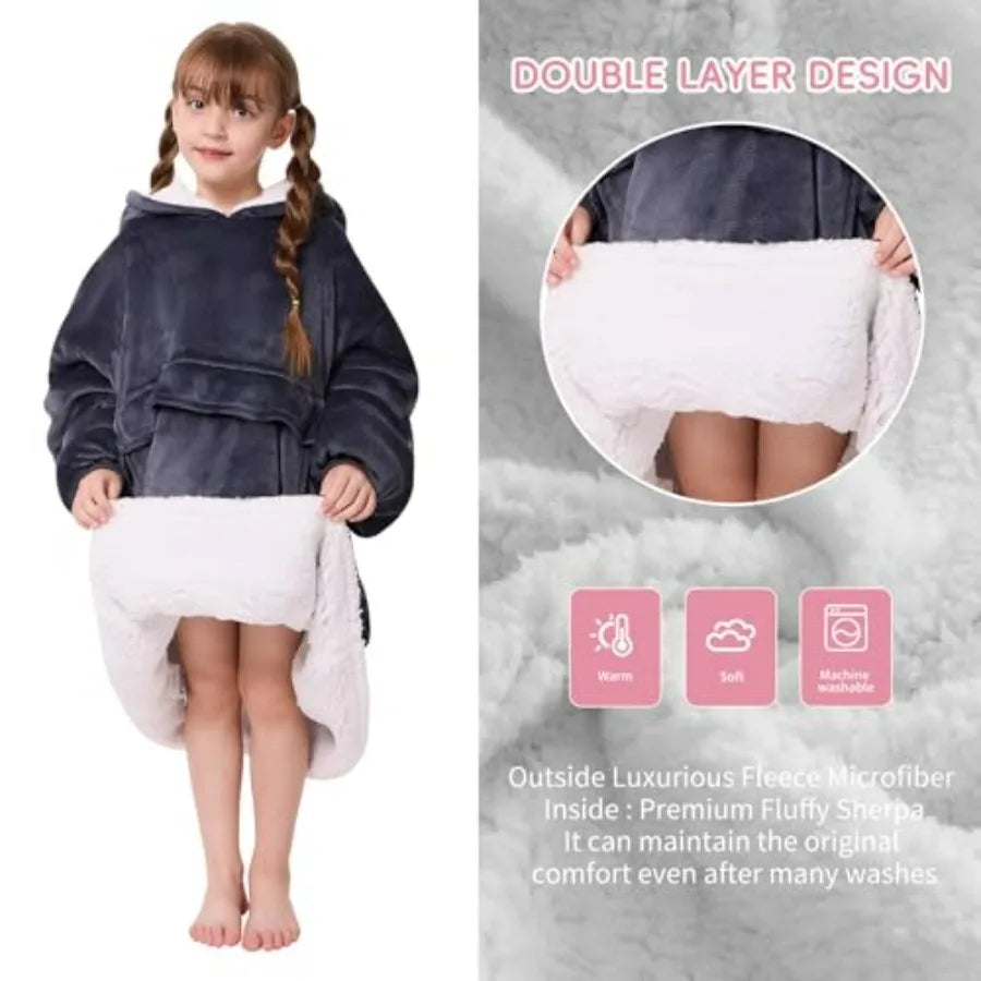 Wearable Blanket Hoodie,Oversized Blanket Sweatshirt with Sherpa Teen Girl Gifts for,Youth, Boys, Girls, 8-15 Year Old Girl Boy