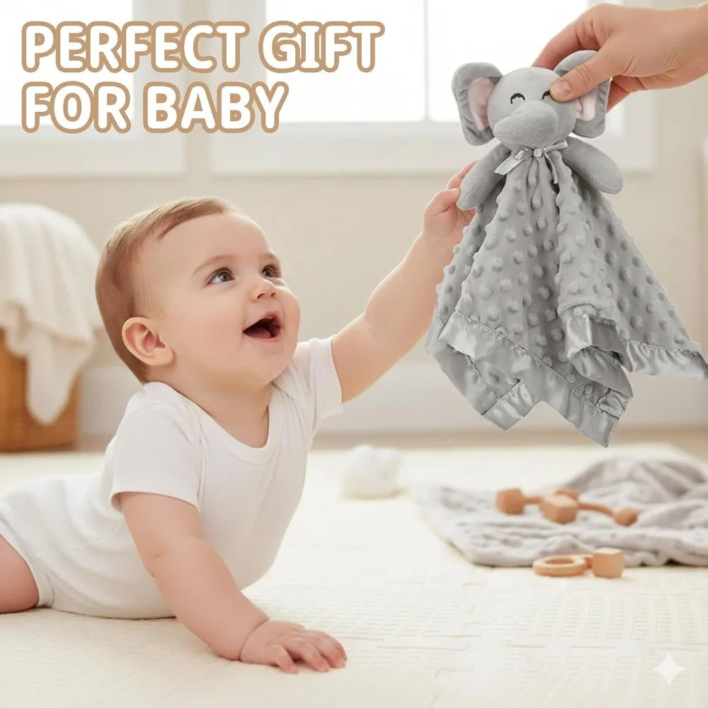 Elephant Security Blanket, Soft Lovey Unisex Lovie Baby Gifts for Boys and Girls Snuggle Toy Stuffed Animal Newborn Essentials and Items Grey 16 Inch