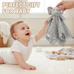 Elephant Security Blanket, Soft Lovey Unisex Lovie Baby Gifts for Boys and Girls Snuggle Toy Stuffed Animal Newborn Essentials and Items Grey 16 Inch