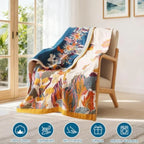 Boho Throw Blanket - 100% Cotton Soft Summer Throw Blanket for Bed, 50"x60" Reversible Breathable Lightweight Blankets, All Sea