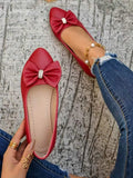 Womens Elegant Bow Flat Loafers, Spring Autumn Comfortable Casual Office Shoes