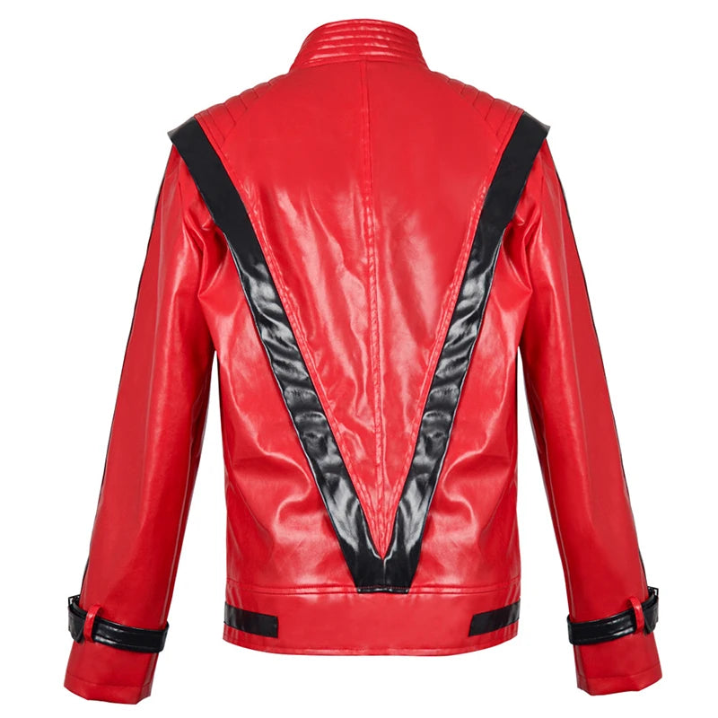 Halloween costume Jackson cosplay jacket imitator world dance king creator red and white leather jacket stage performance pa