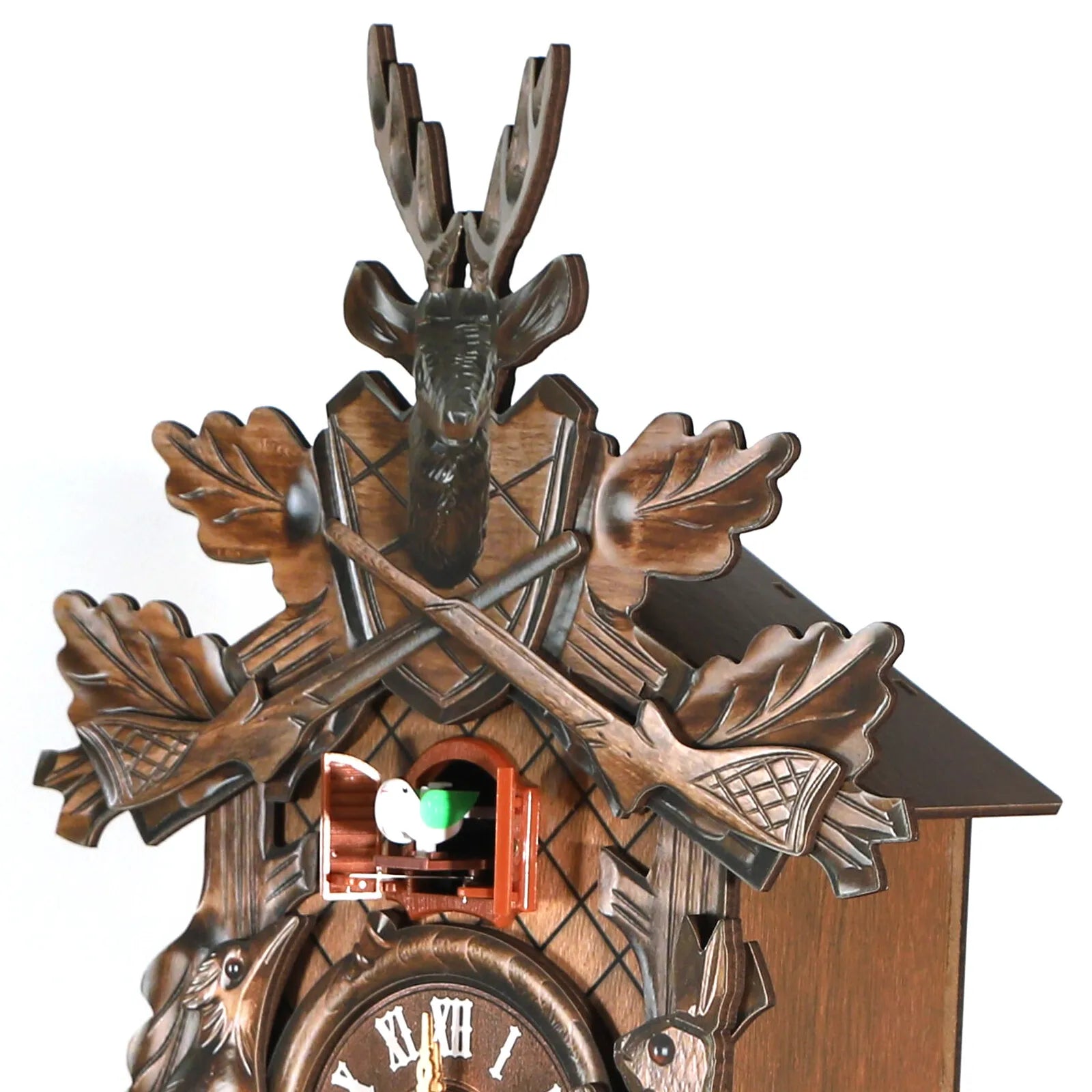 25*10*48cm Vintage German Forest Wooden Wall Clock Hunter Clock Black for Living Room, Bedroom, Study, Office, Kitchen, Bathroom, Public Place