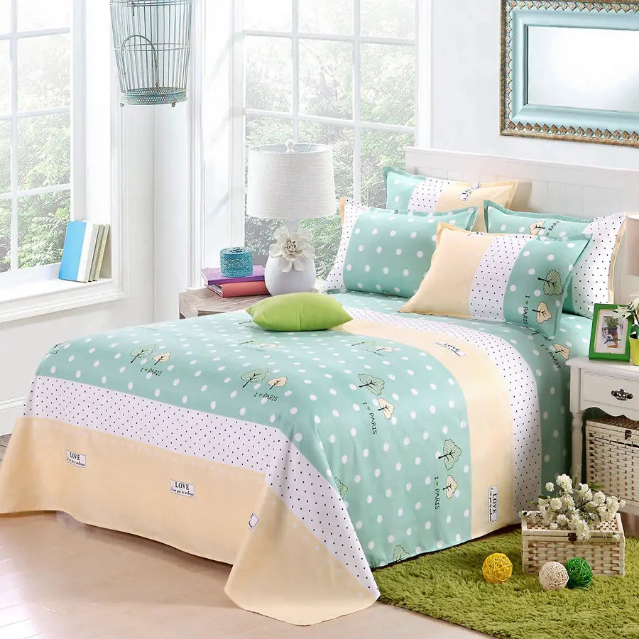 3pcs/Set Home Textile Bed Sheet Set with Pillowcases Cotton Material Lovers Room Bedding Room Flat Sheet