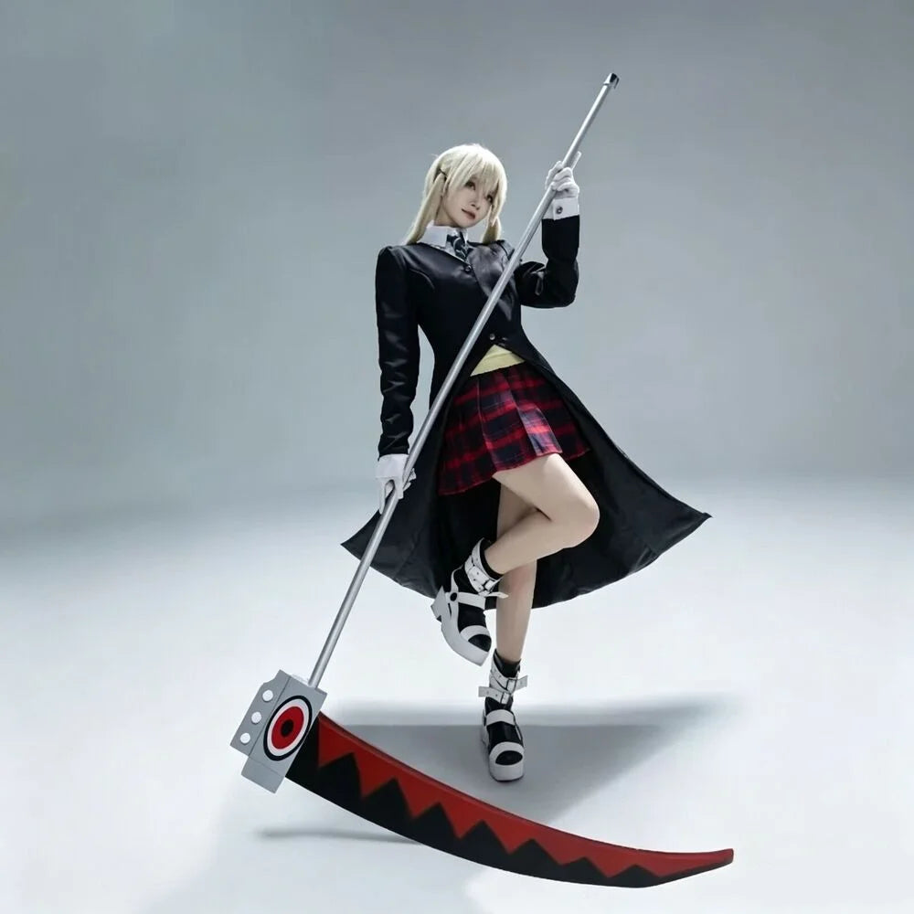 Maka Albarn Cosplay Costume Soul Eater MAKA Black Coat Combat Outfit Dress JK Sailor Uniform Shirt Wig Set For Women Comic Con