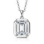 OXTAO Drop Earrings Necklace Jewelry Set D VVS1 with Certified Emerald Cut Moissanite Pendant Necklace for Women Luxury Anniversary Gift