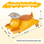 Kids Electric Wiggle Ride On Car With Pedal, 6V/12V Battery Powered Twist Car, Cartoon Cat Toddler Rideable Toy For Boys Girls