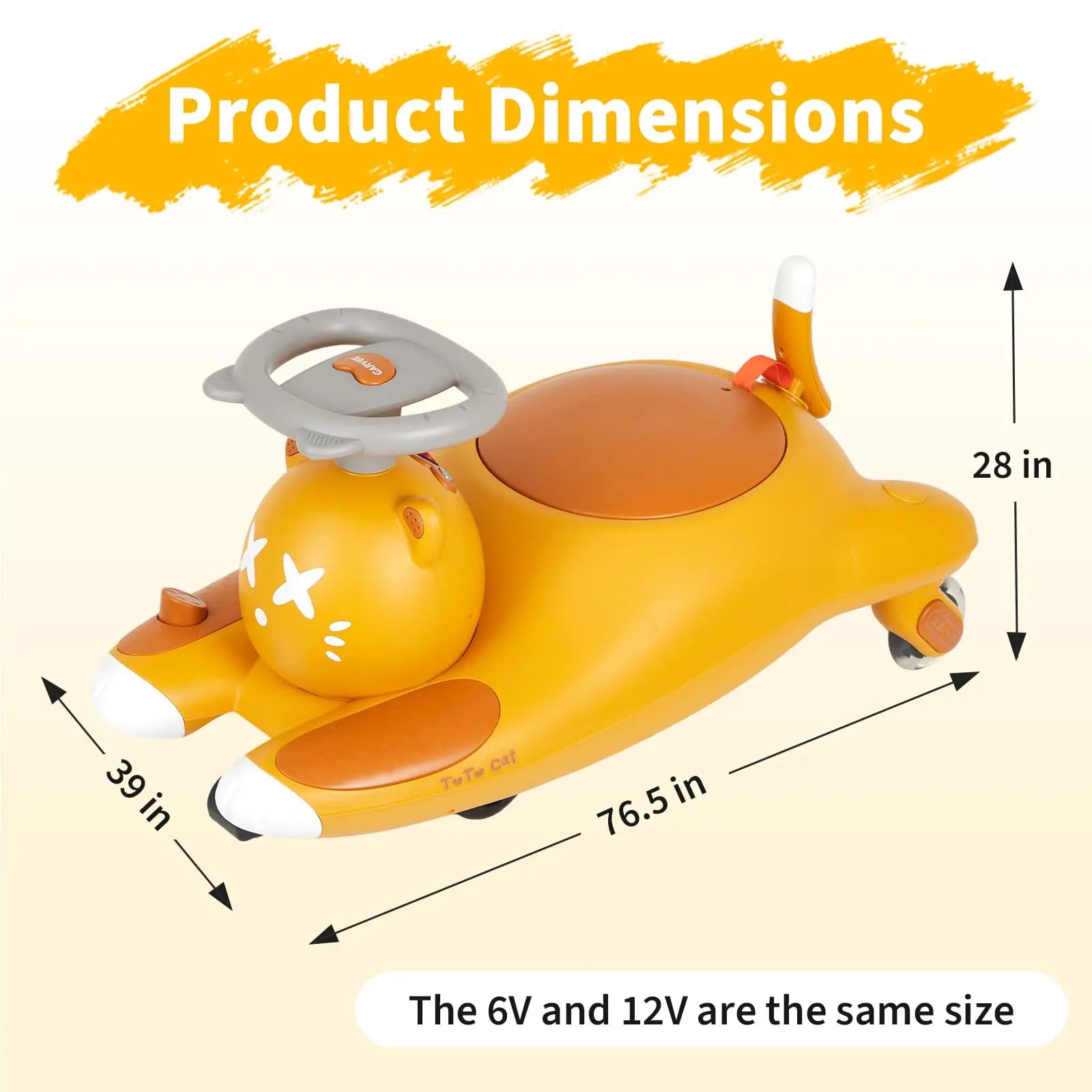 Kids Electric Wiggle Ride On Car With Pedal, 6V/12V Battery Powered Twist Car, Cartoon Cat Toddler Rideable Toy For Boys Girls