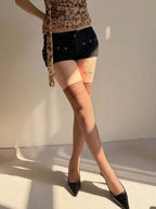 1 Pair Women's Spring Soft Pastel Lace Trim Fishnet Thigh High Socks, Versatile Knee-High Socks