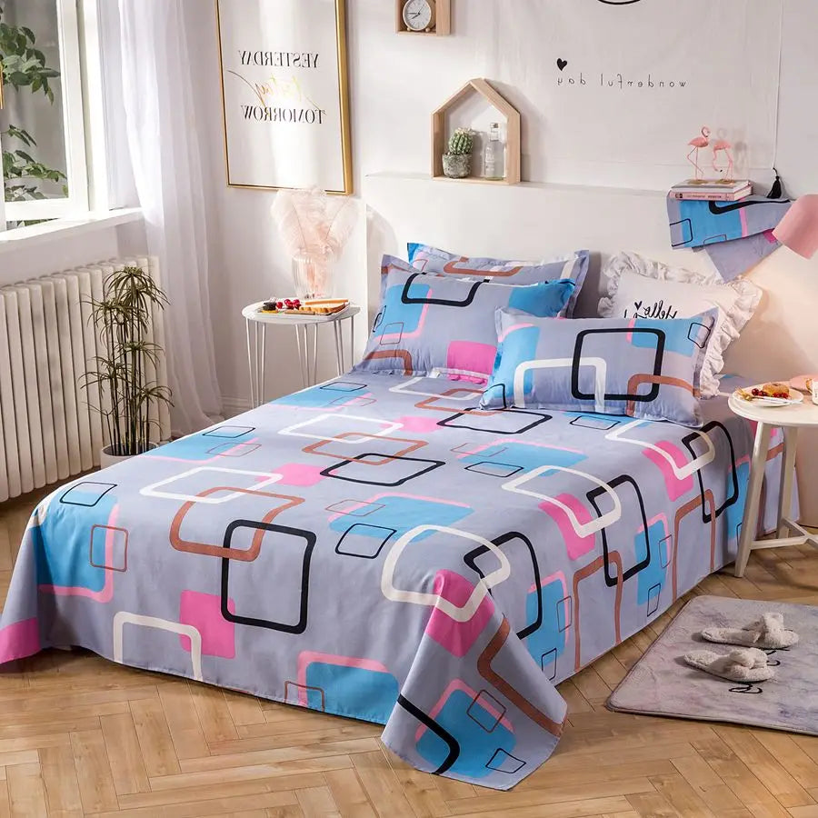 3pcs/Set Home Textile Bed Sheet Set with Pillowcases Cotton Material Lovers Room Bedding Room Flat Sheet