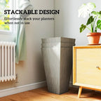 Set of 3 Tall Outdoor Flower Plant Pots 28' Indoor Planters with Drainage Hole for Porch Patio Deck