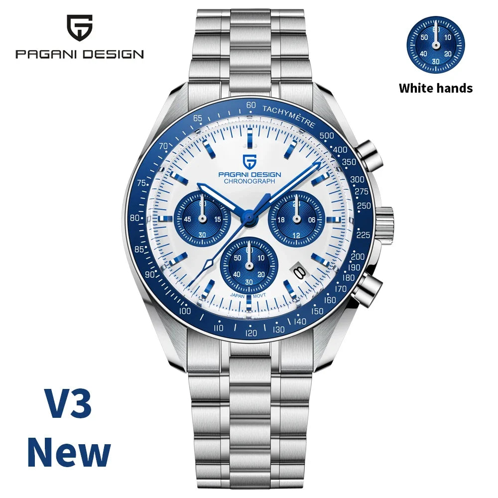 PAGANI DESIGN 1701 Moon Watches 2026 New Woven Strap Luxury Quartz Watch For Men Speed Chronograph AR Sapphire Mirror Wristwatch