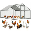 Large Metal Chicken Coop Upgrade with Tri - Supporting Structure and Hexagonal Wire Mesh, Chicken Pen with Waterproof and Anti - UV Cover, Walk - in Chicken Coop, Outdoor Duck and Rabbit House (13’ L x 10’ W x 6.5’ H)