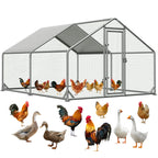 Large Metal Chicken Coop Upgrade with Tri - Supporting Structure and Hexagonal Wire Mesh, Chicken Pen with Waterproof and Anti - UV Cover, Walk - in Chicken Coop, Outdoor Duck and Rabbit House (13’ L x 10’ W x 6.5’ H)