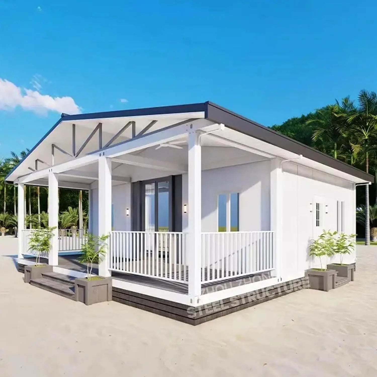 Luxury Foldable Container House with Terrace - Portable Modular Tiny House 1-3 Bedroom Custom Prefab House for Living