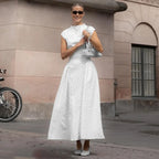 XTOCEAN White Polka Dot Long Dress Summer Sexy High-Waisted Vintage Print Sleeveless Dress Casual Party Vacation New Women Dress
