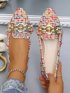 Pink Bowknot Pointed Toe Slip-On Flats For Women Comfortable Casual Summer Shoes