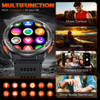 EIGIIS KE5 3ATM Waterproof Smart Watch for Men with LED Flashlight 1.45'' HD Rugged Smartwatch with 530mAh Big Battery