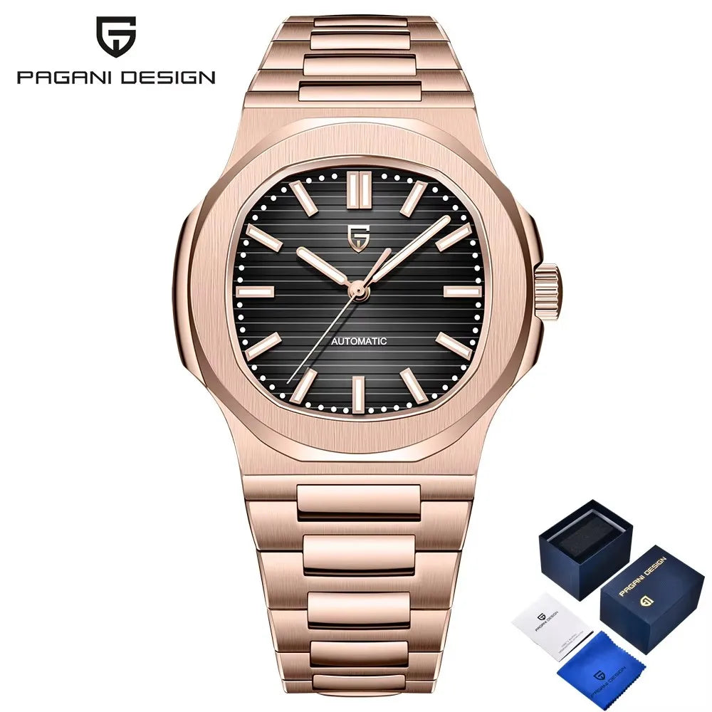 2026 New PAGANI DESIGN Rose Gold Retro Men's Watches Luxury Mechanical Wristwatch Automatic Watch For Men AR Sapphire Waterproof Luminous