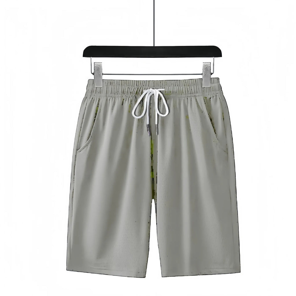 Running Shorts Summer Men Casual Solid Drawstring Short Pants Smooth Polyester Breathable Light Surfing Seaside Resort Swim Sports Pants