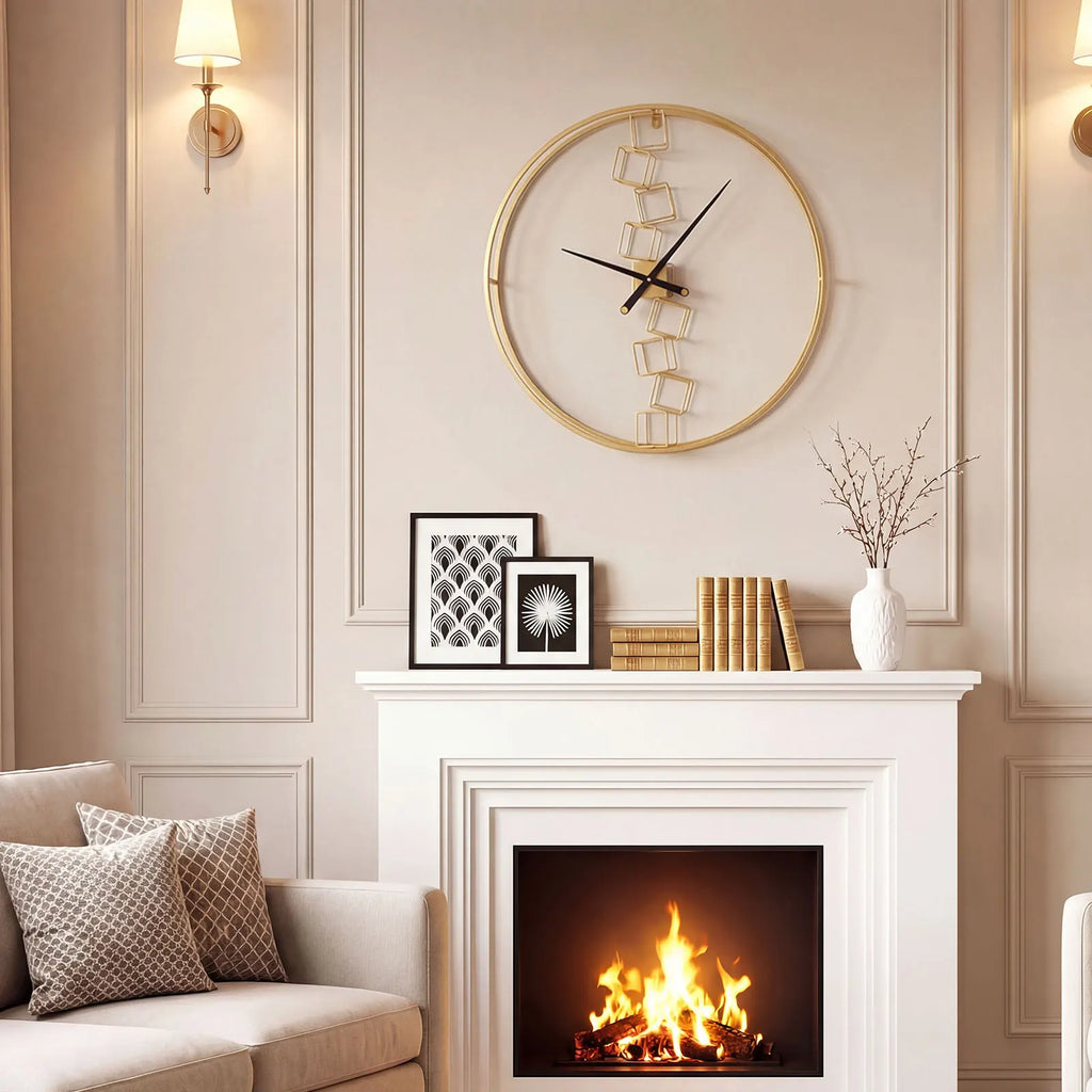 Large Wall Clock, 27” Nordic Style Big Metal Clock, Non-Ticking Decorative Clock