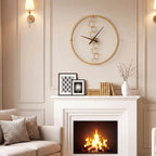 Large Wall Clock, 27” Nordic Style Big Metal Clock, Non-Ticking Decorative Clock